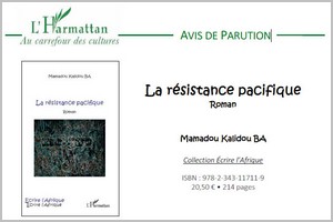 Avis de parution : La résistance pacifique, Roman par Mamadou Kalidou BA