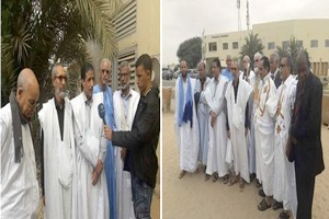 Les dirigeants du FNDU devant la prison pour protester contre l’emprisonnement de Ould Ghadde