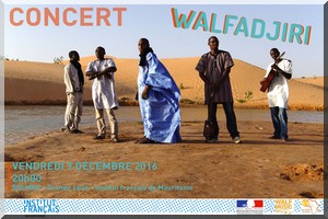 L’Institut français de Mauritanie a le plaisir de présenter le concert de WALFADJIRI, le vendredi 9 décembre à 20h.