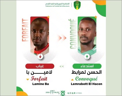 Mauritanie : Blessé, Lamine Ba remplacé par Lemrabott El Hacen au sein des Mourabitounes