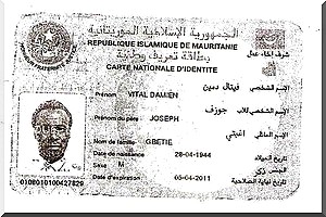 Monsieur le président, Gbetie Vital-Damien  est mauritanien - [Fac-similés]